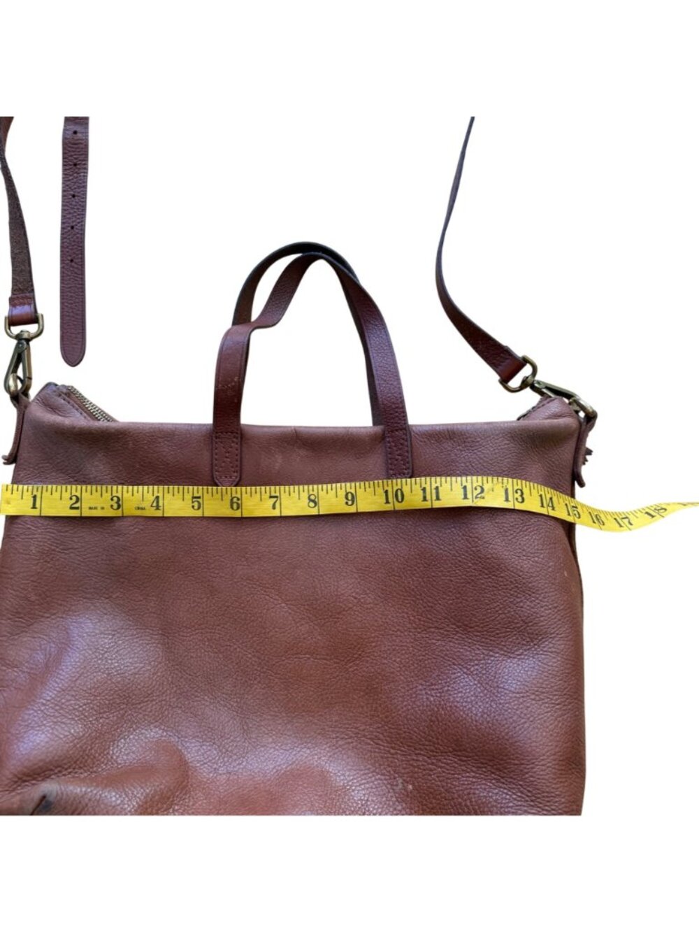 Madewell Women's Crossbody Bag Brown Leather Zip-Top Transport Travel Tote Purse - Picture 11 of 13